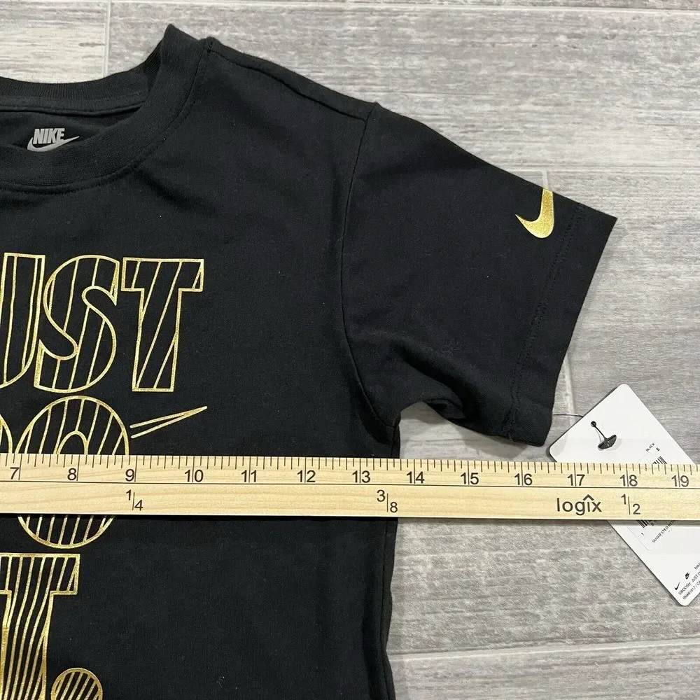 Nike Girls Size 5 Pre-School Shine Boxy Tee Black Style 36L428-023 New With Tags